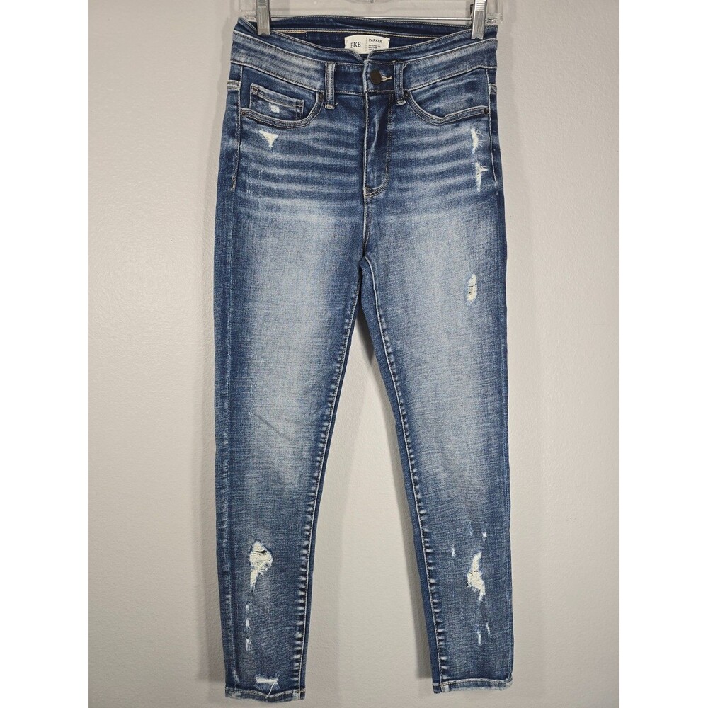 Buckle BKE Parker High Rise Ankle Skinny Jeans Size 28 Blue Distressed  AA